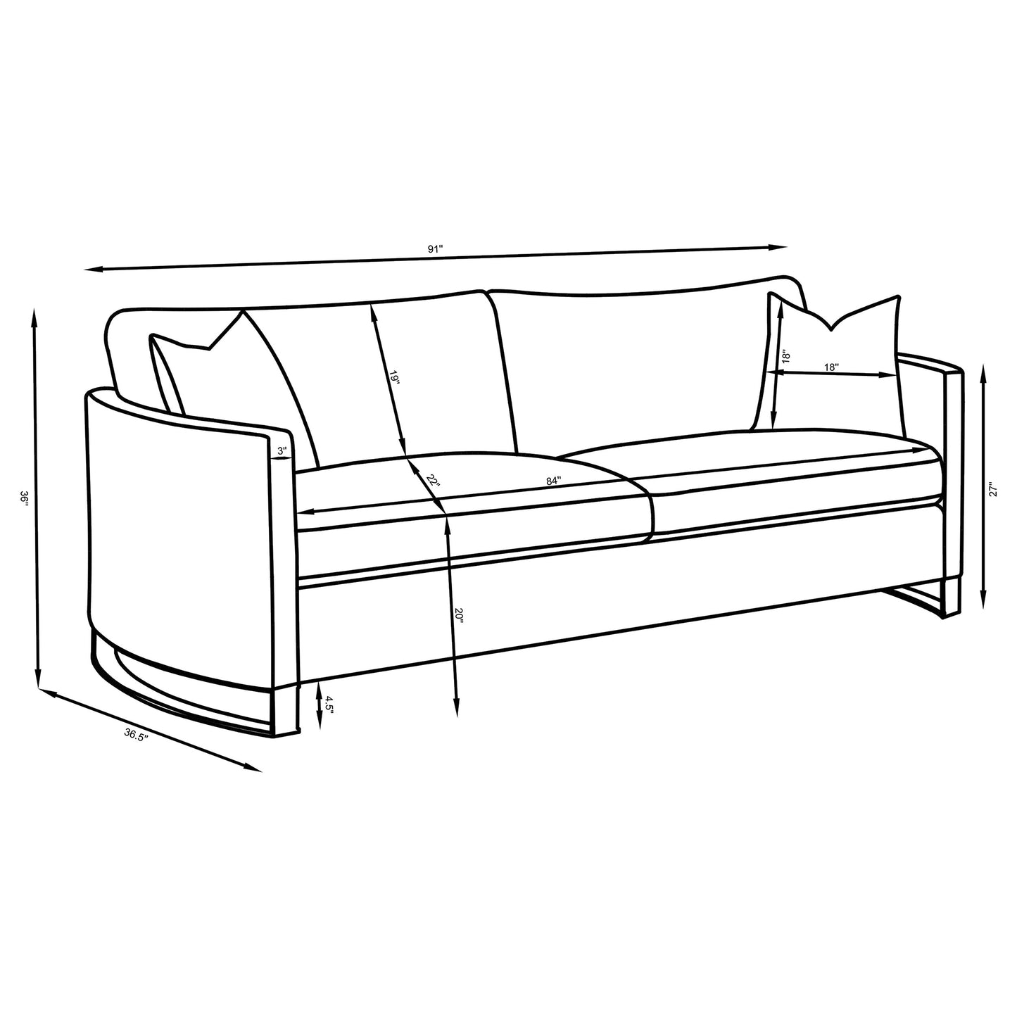 Aureli Curved Velvet Sofa – Soft Sand
