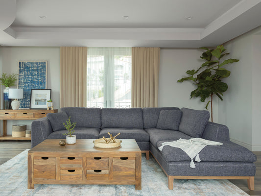 Persia Upholstered Track Arm Sectional Sofa – Grey