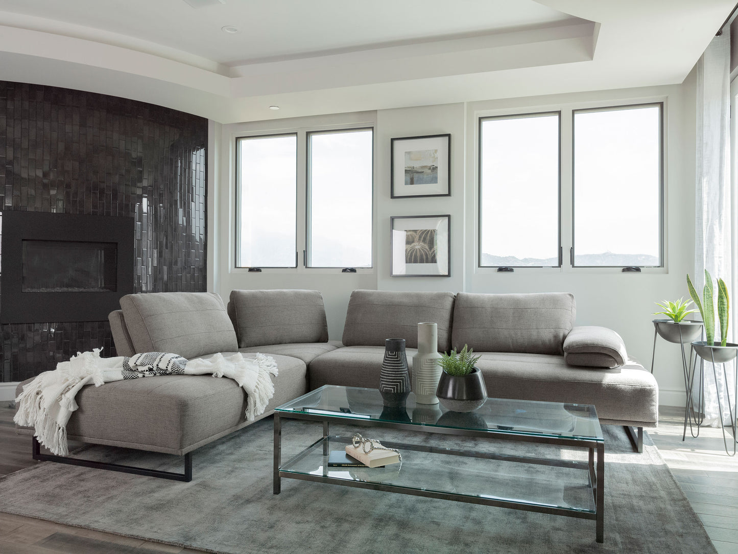 Arden Upholstered Sectional Sofa with Adjustable Back – Taupe