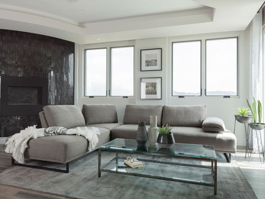 Arden Upholstered Sectional Sofa with Adjustable Back – Taupe