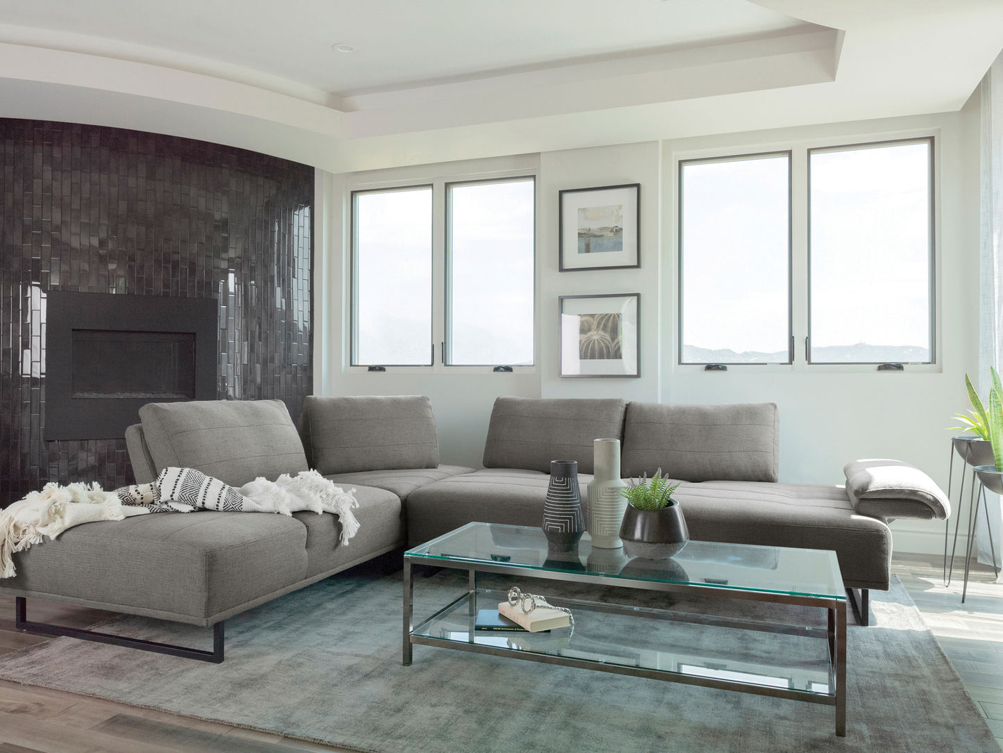 Arden Upholstered Sectional Sofa with Adjustable Back – Taupe