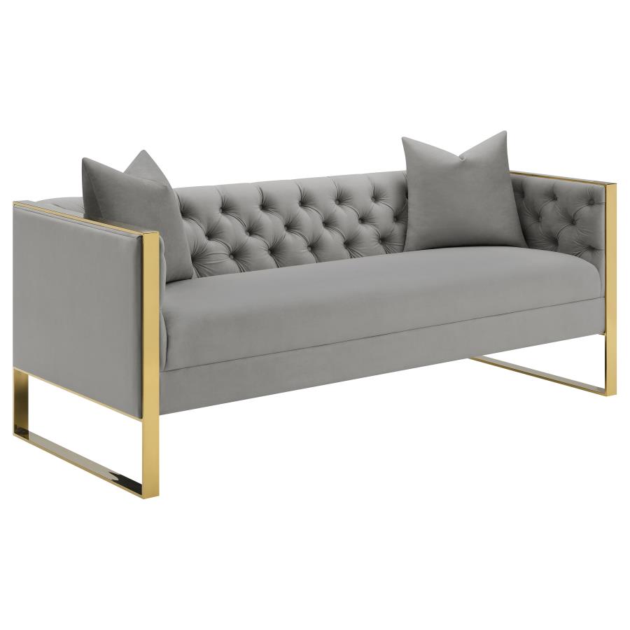 Eastbrook Tufted Velvet Upholstered Sofa in Grey