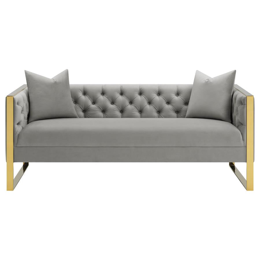 Eastbrook Tufted Velvet Upholstered Sofa in Grey