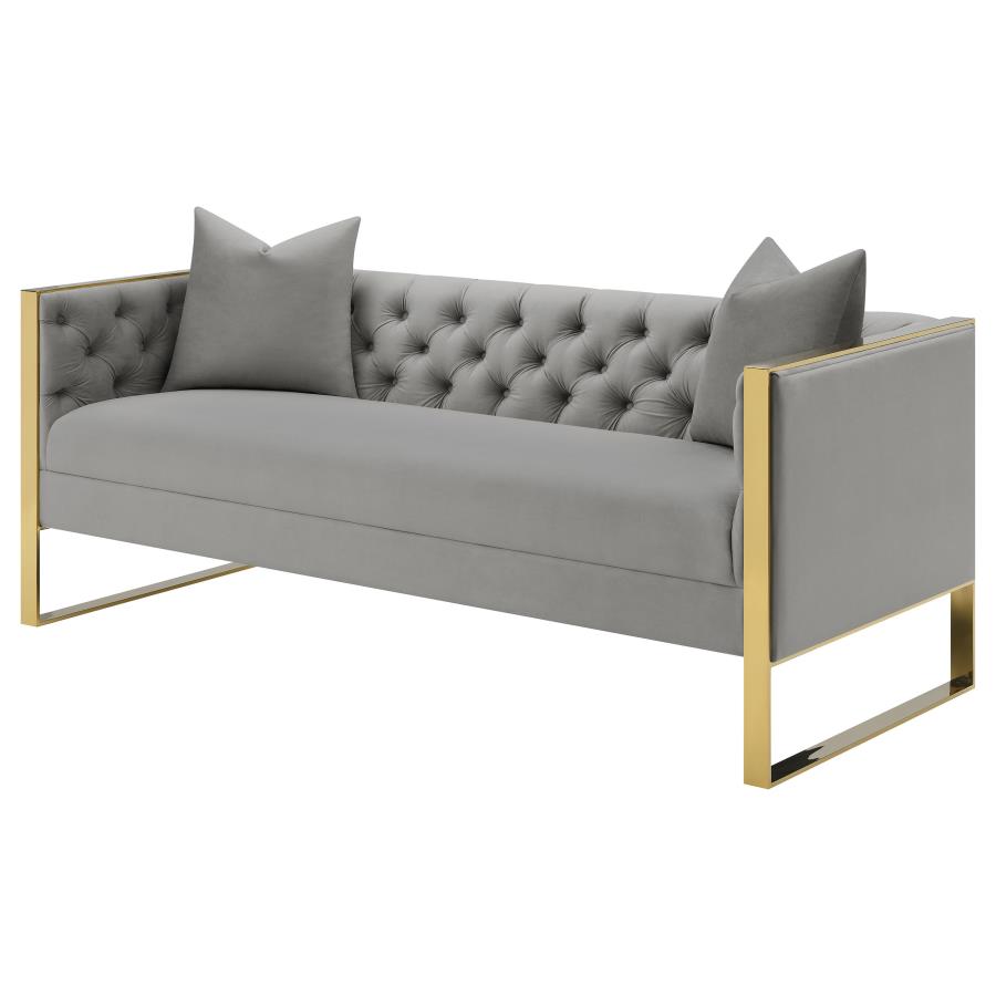 Eastbrook Tufted Velvet Upholstered Sofa in Grey