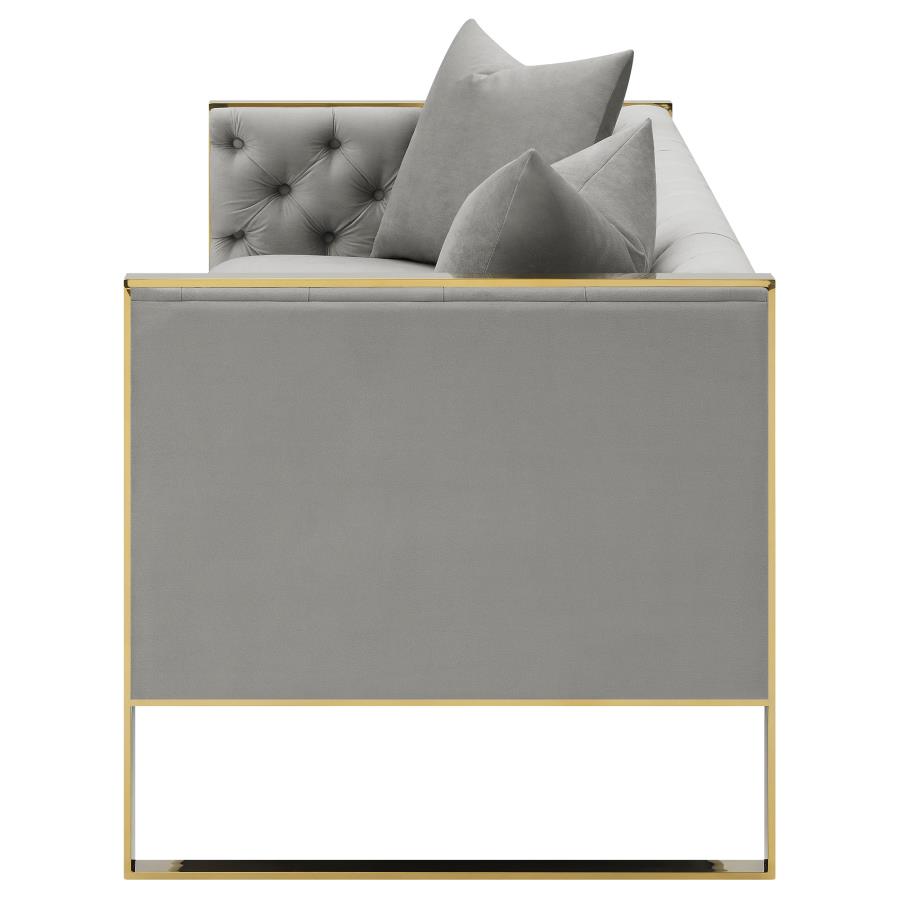 Eastbrook Tufted Velvet Upholstered Sofa in Grey