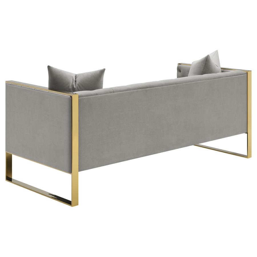 Eastbrook Tufted Velvet Upholstered Sofa in Grey