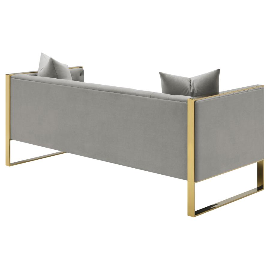 Eastbrook Tufted Velvet Upholstered Sofa in Grey