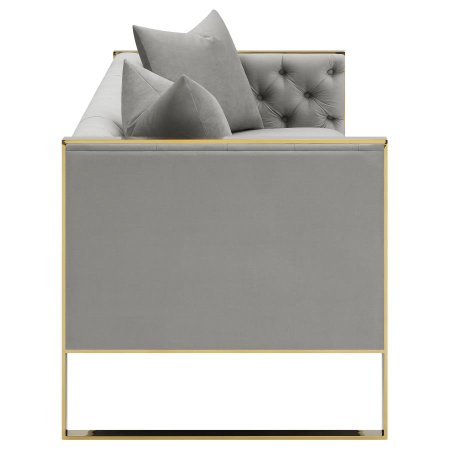 Eastbrook Tufted Velvet Upholstered Sofa in Grey