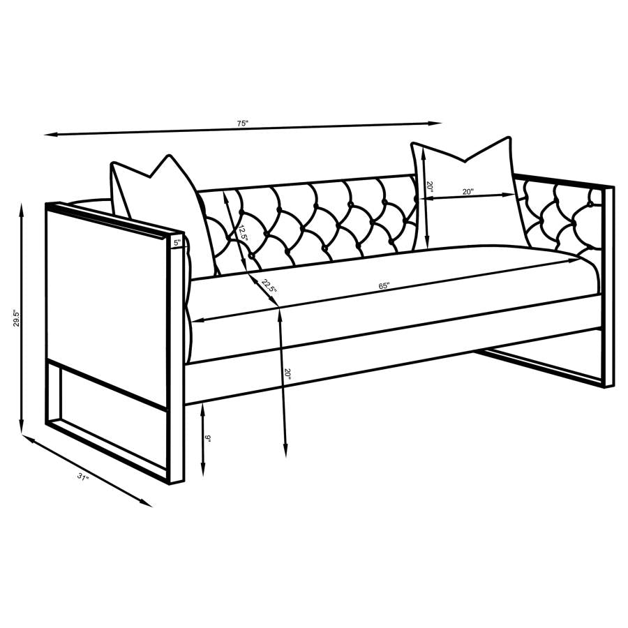 Eastbrook Tufted Velvet Upholstered Sofa in Grey