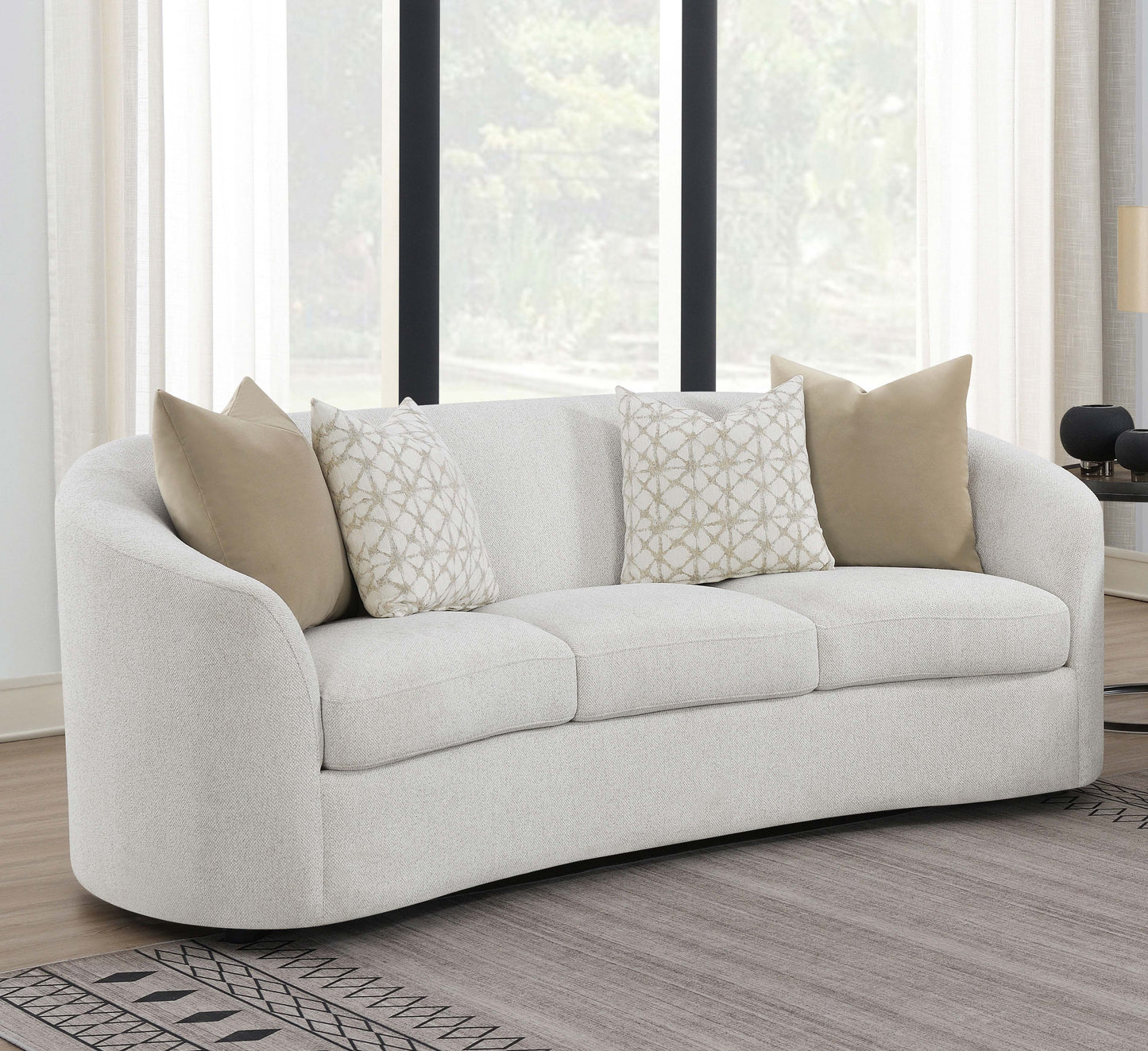 Rainn Sofa in Soft Bouclé Upholstery, Latte Tone