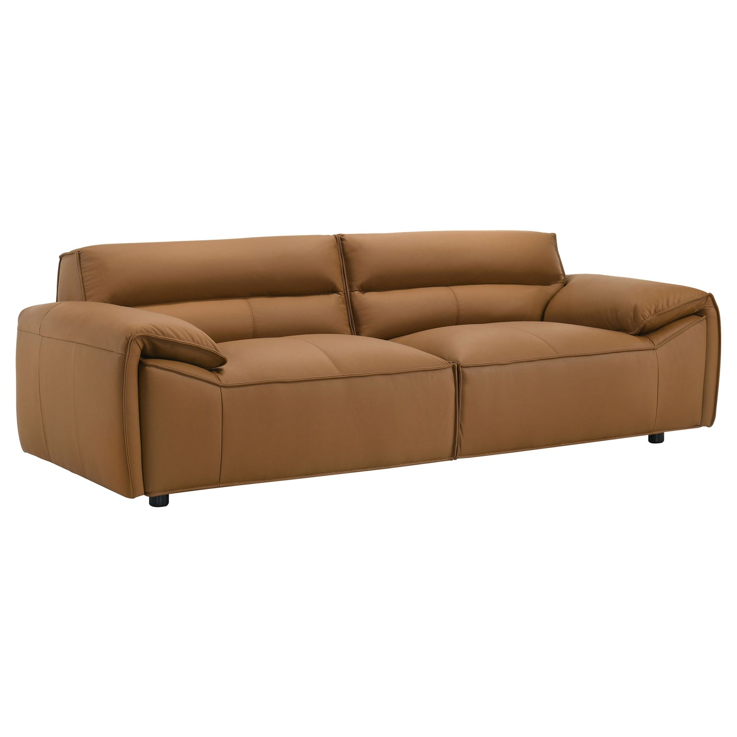 Buxton Italian Modern Leather Sofa – Rich Orange Finish