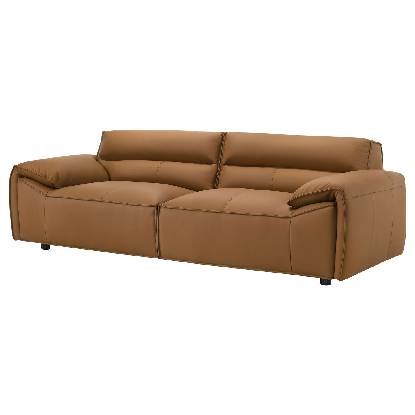 Buxton Italian Modern Leather Sofa – Rich Orange Finish