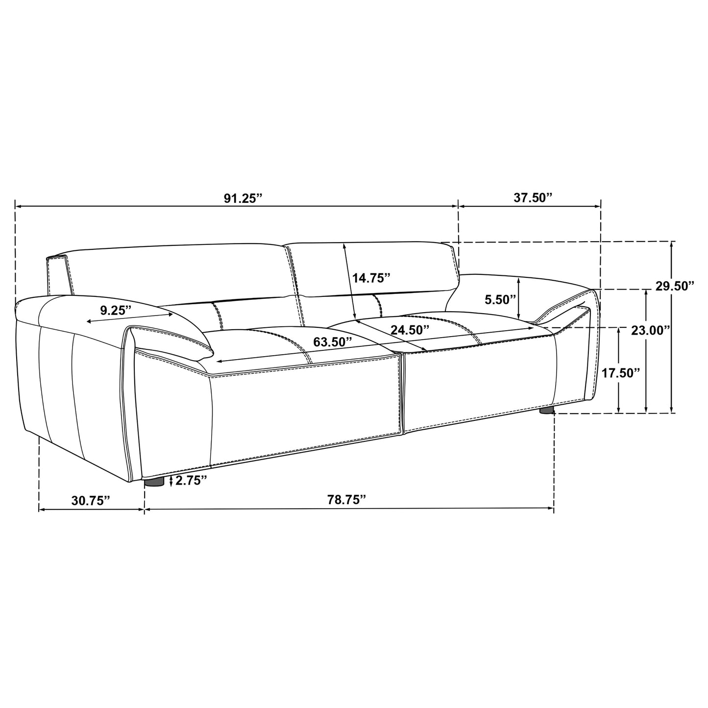 Buxton Italian Modern Leather Sofa – Rich Orange Finish