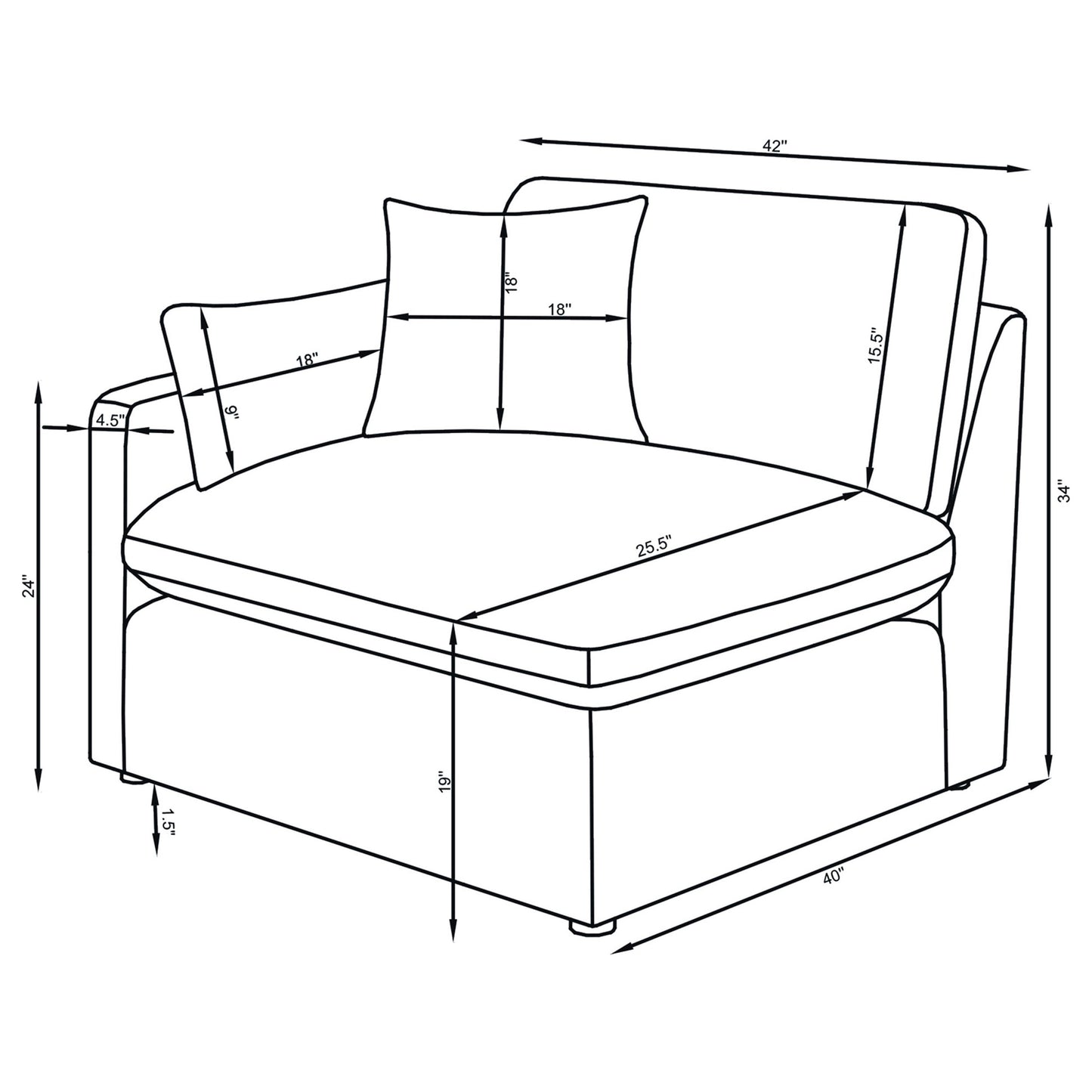 Calvyn Linen LAF Sectional Chair – Ivory