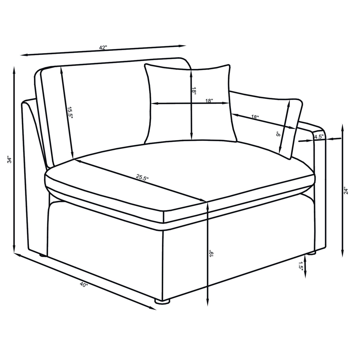 Calvyn Linen RAF Sectional Chair – Ivory
