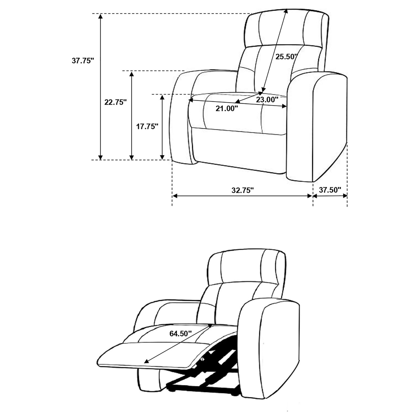 Verona Black 5-Piece Leather Theater Seating