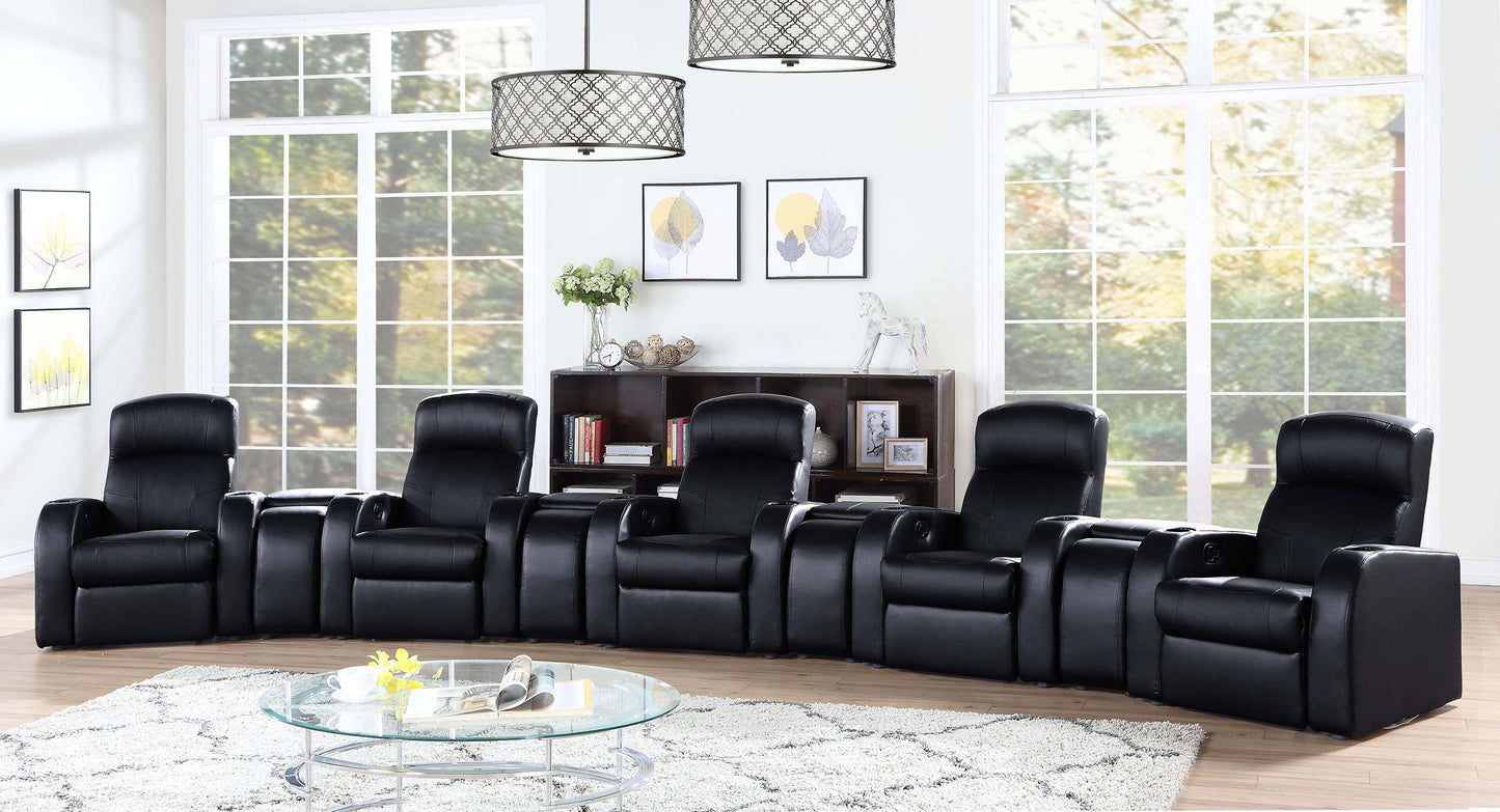 Bellagio Black 9-Piece Leather Theater Lounge