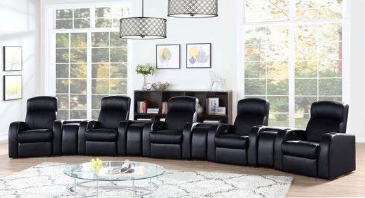 Bellagio Black 9-Piece Leather Theater Lounge