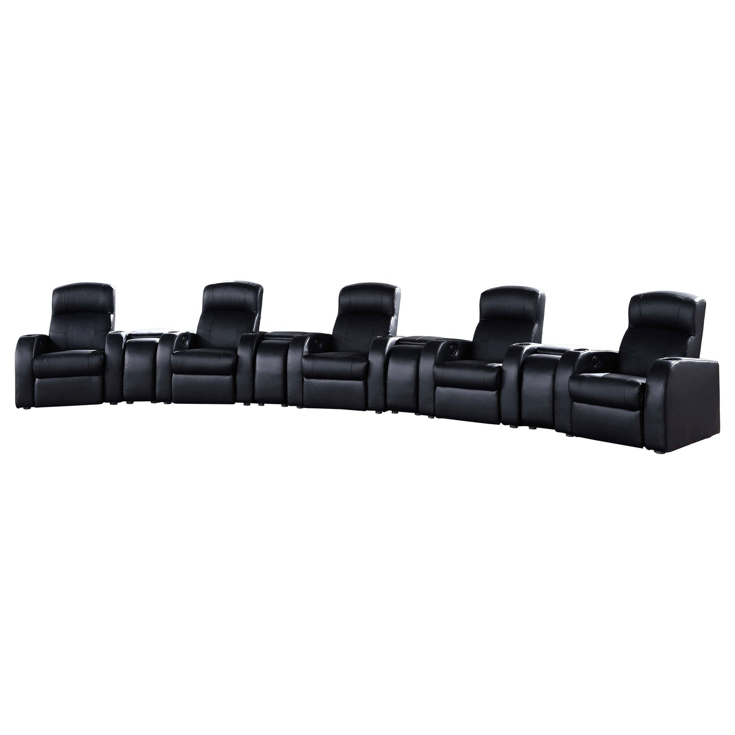 Bellagio Black 9-Piece Leather Theater Lounge