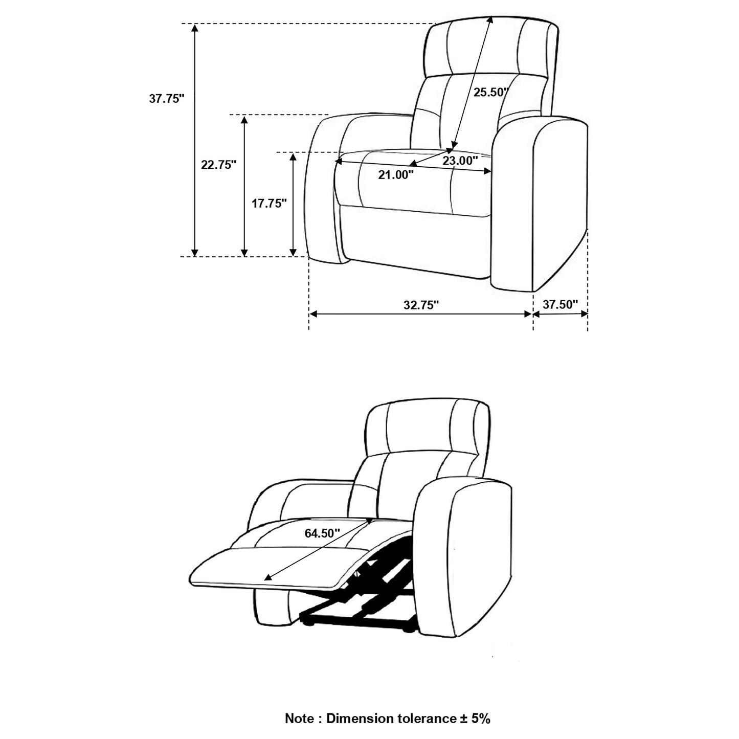Zayden Black Fabric Recliner