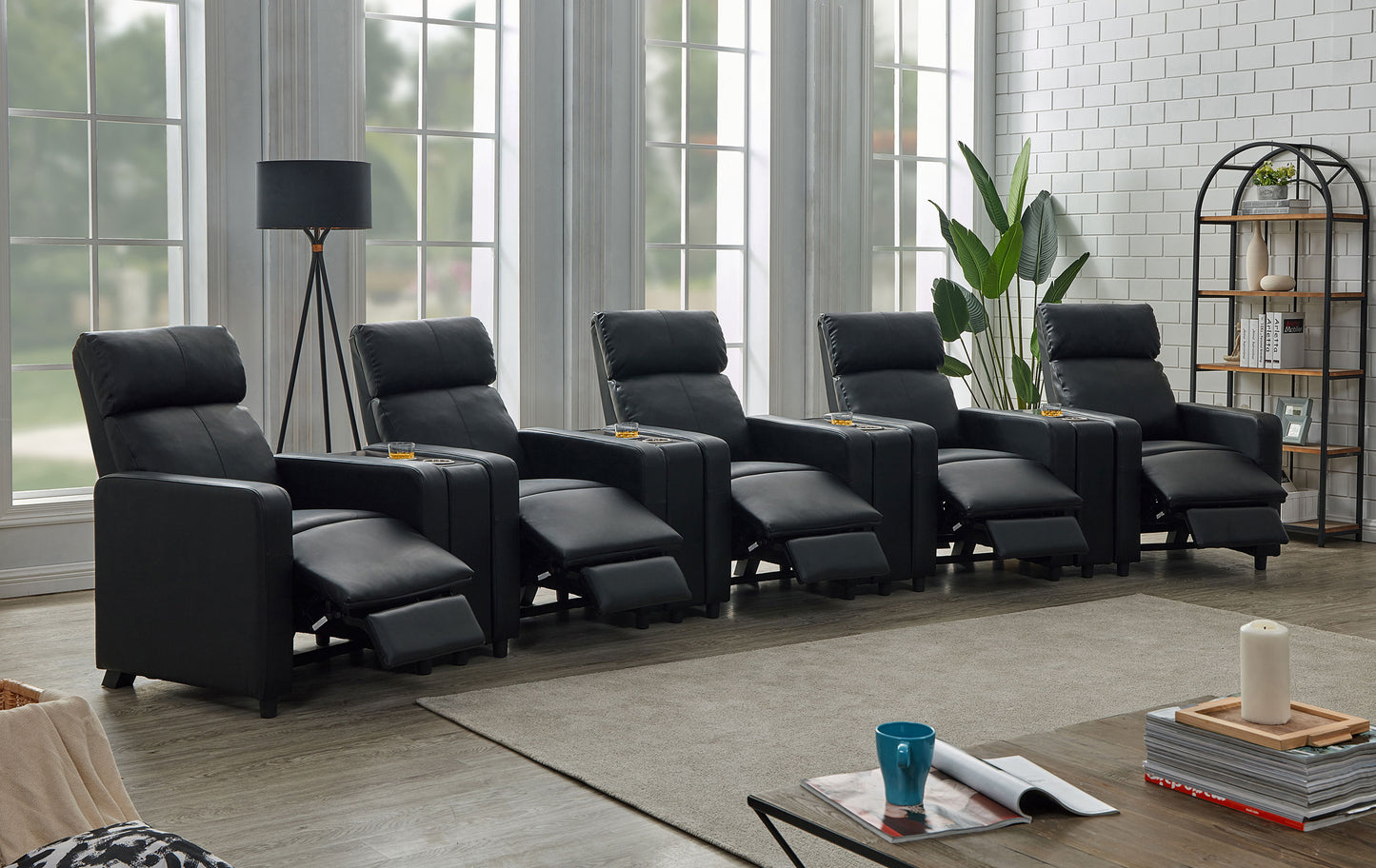 Velaro Black Home Theater Recliner Set 5A