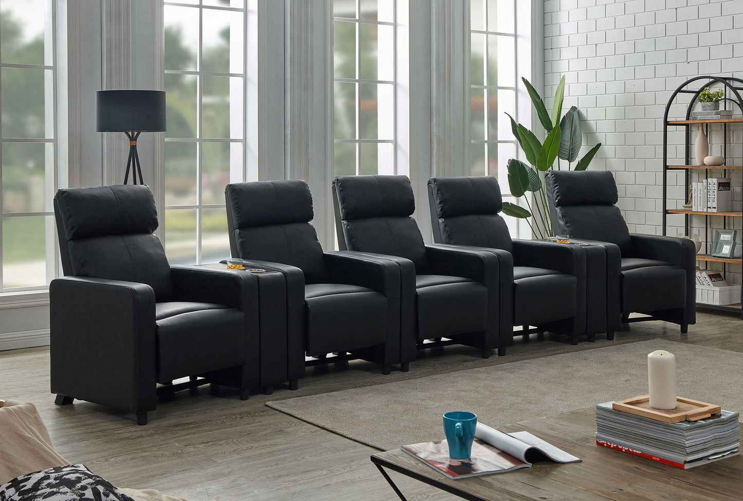 Velaro Black Home Theater Recliner Set 5
