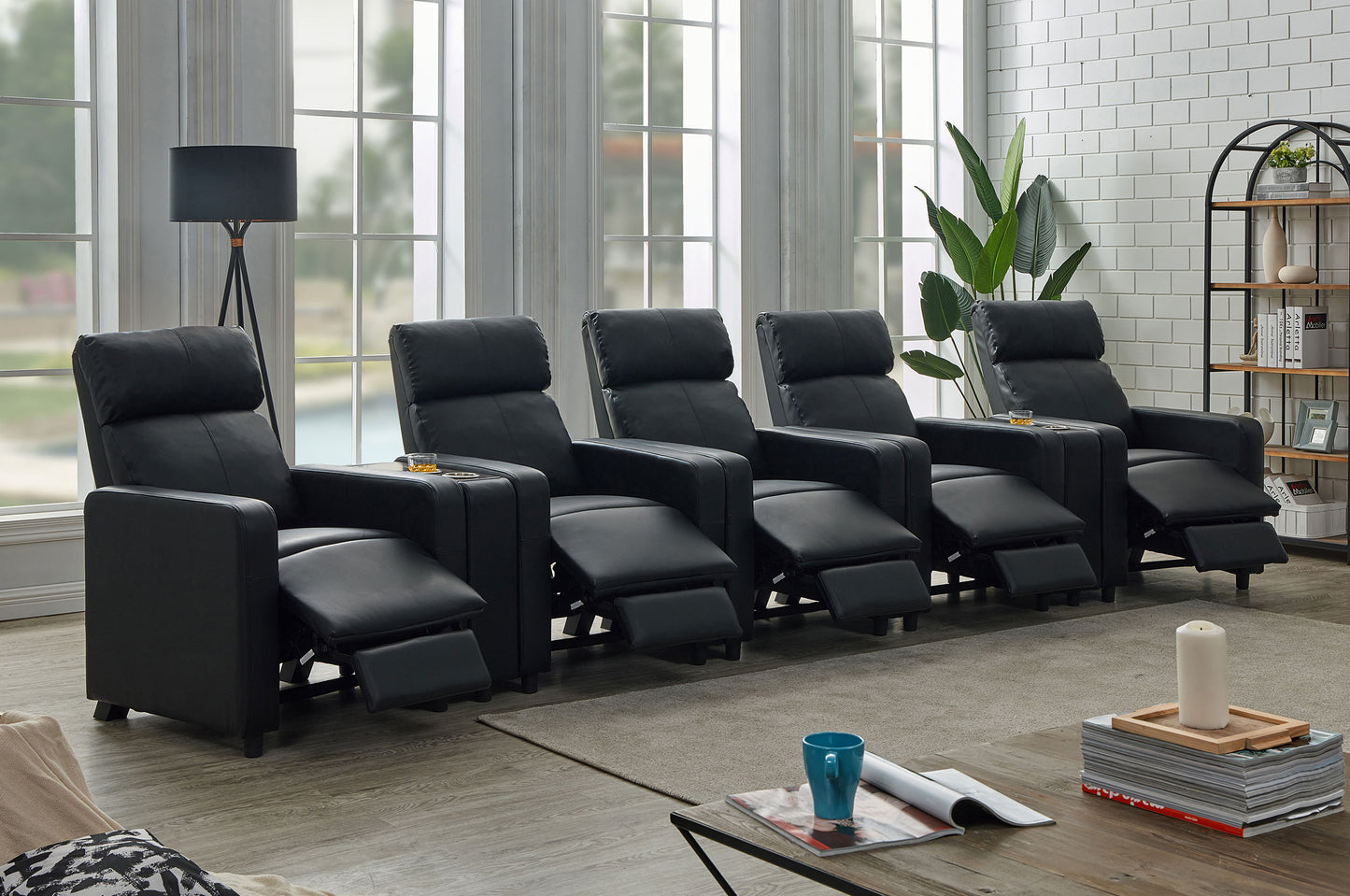 Velaro Black Home Theater Recliner Set 5