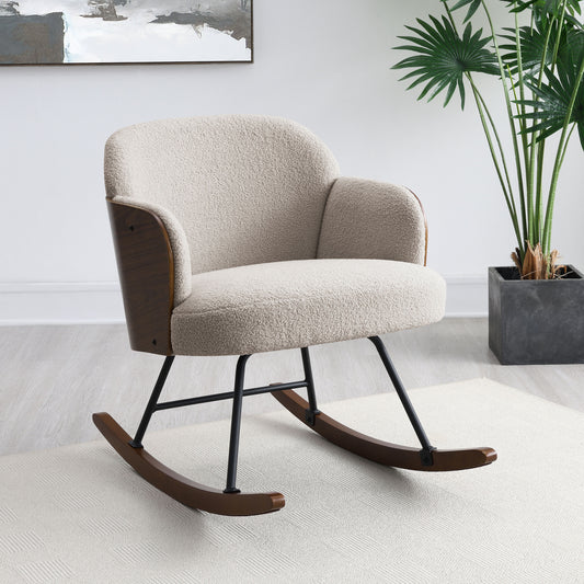 Paige Bouclé Rocking Chair – Beige