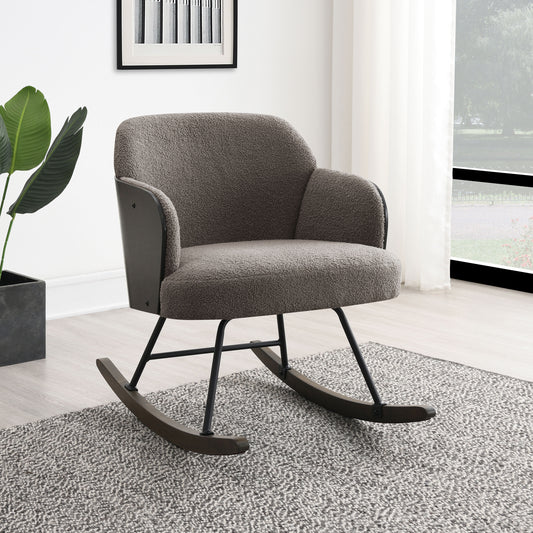 Paige Bouclé Upholstered Mid-Back Rocking Chair – Taupe