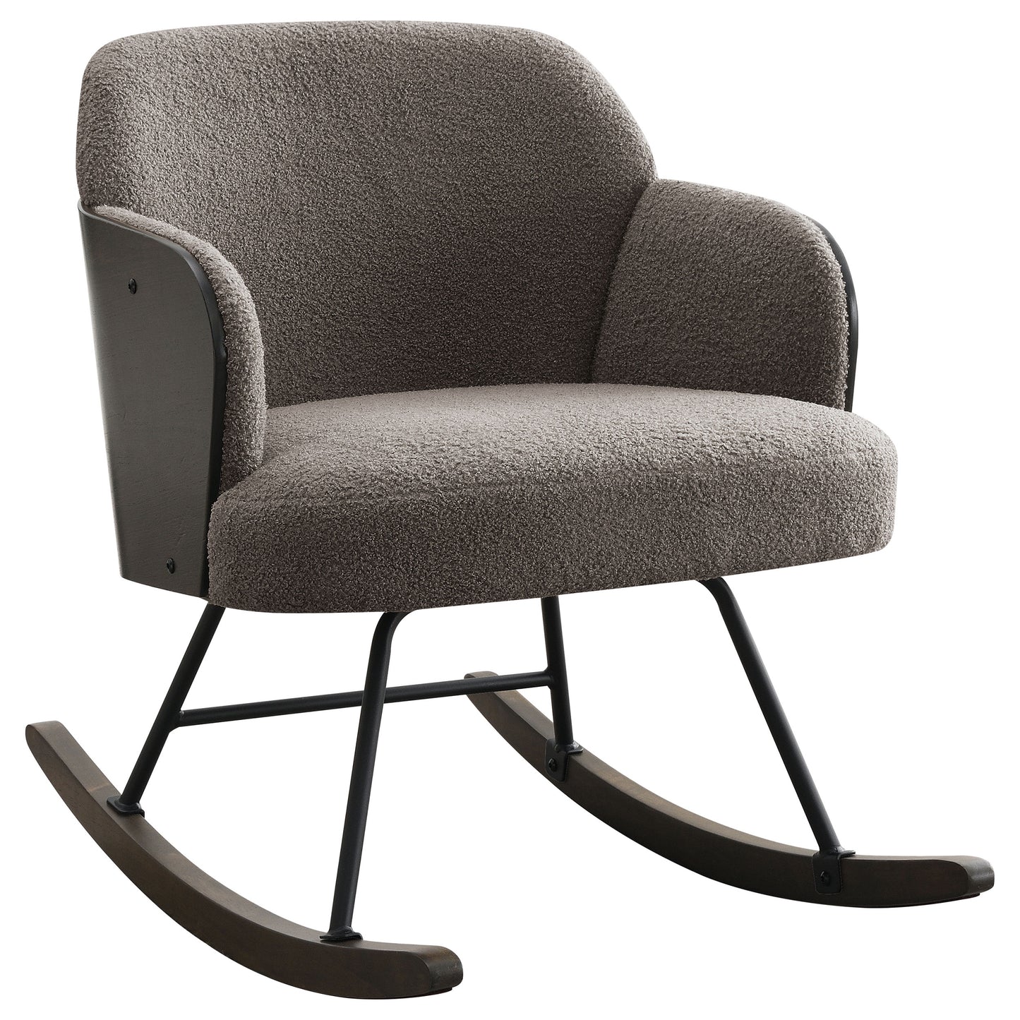 Paige Bouclé Upholstered Mid-Back Rocking Chair – Taupe