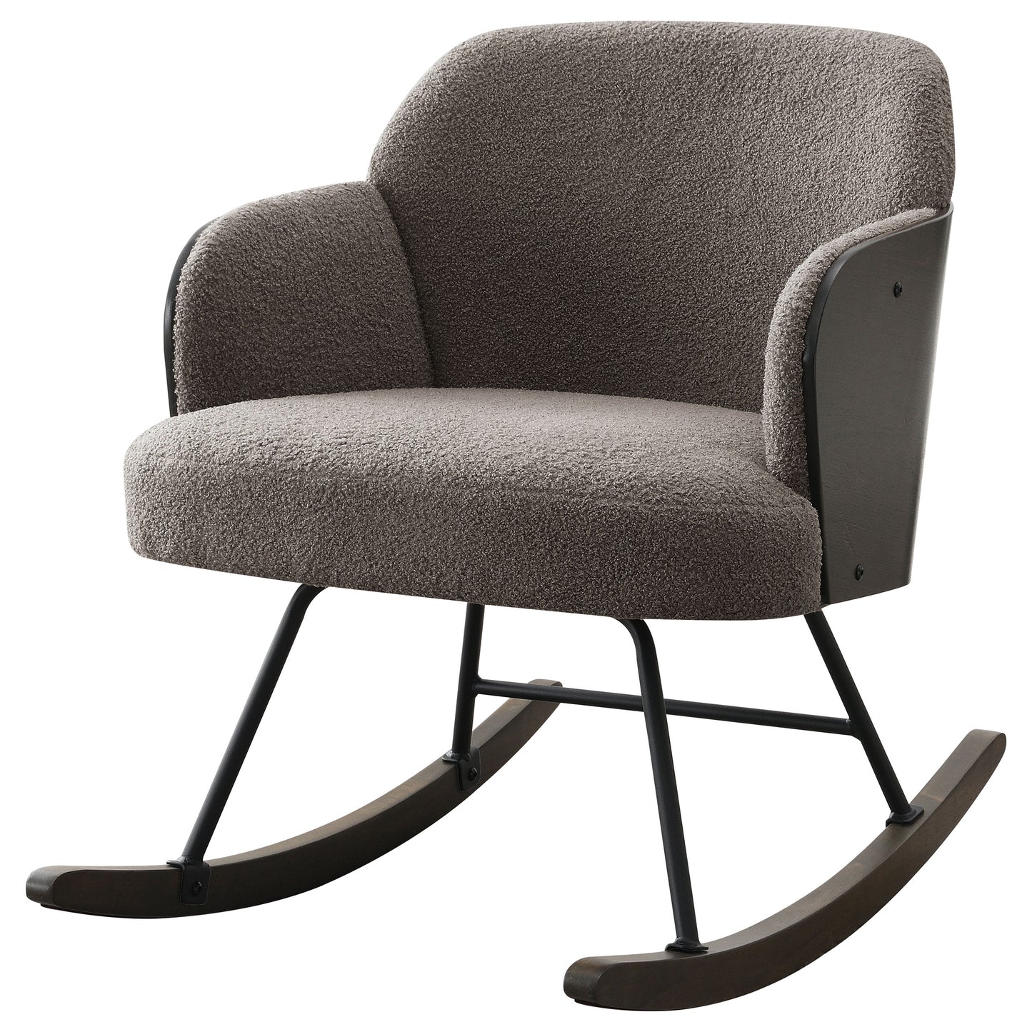 Paige Bouclé Upholstered Mid-Back Rocking Chair – Taupe