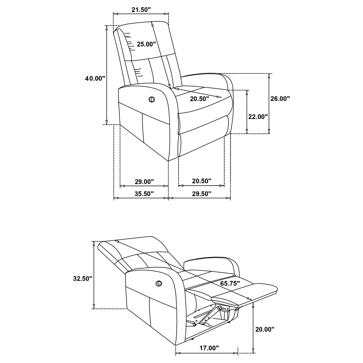 Zayden Graphite Power Lounge Chair