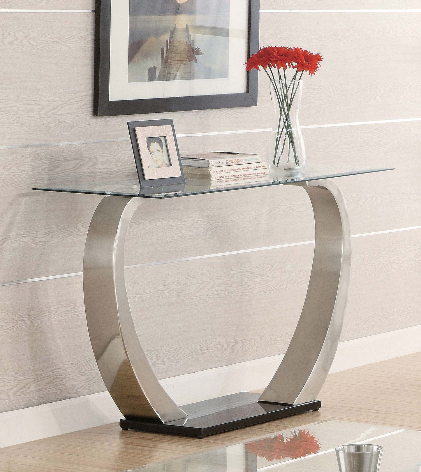 Aurelio Glass & Silver Modern Console Table