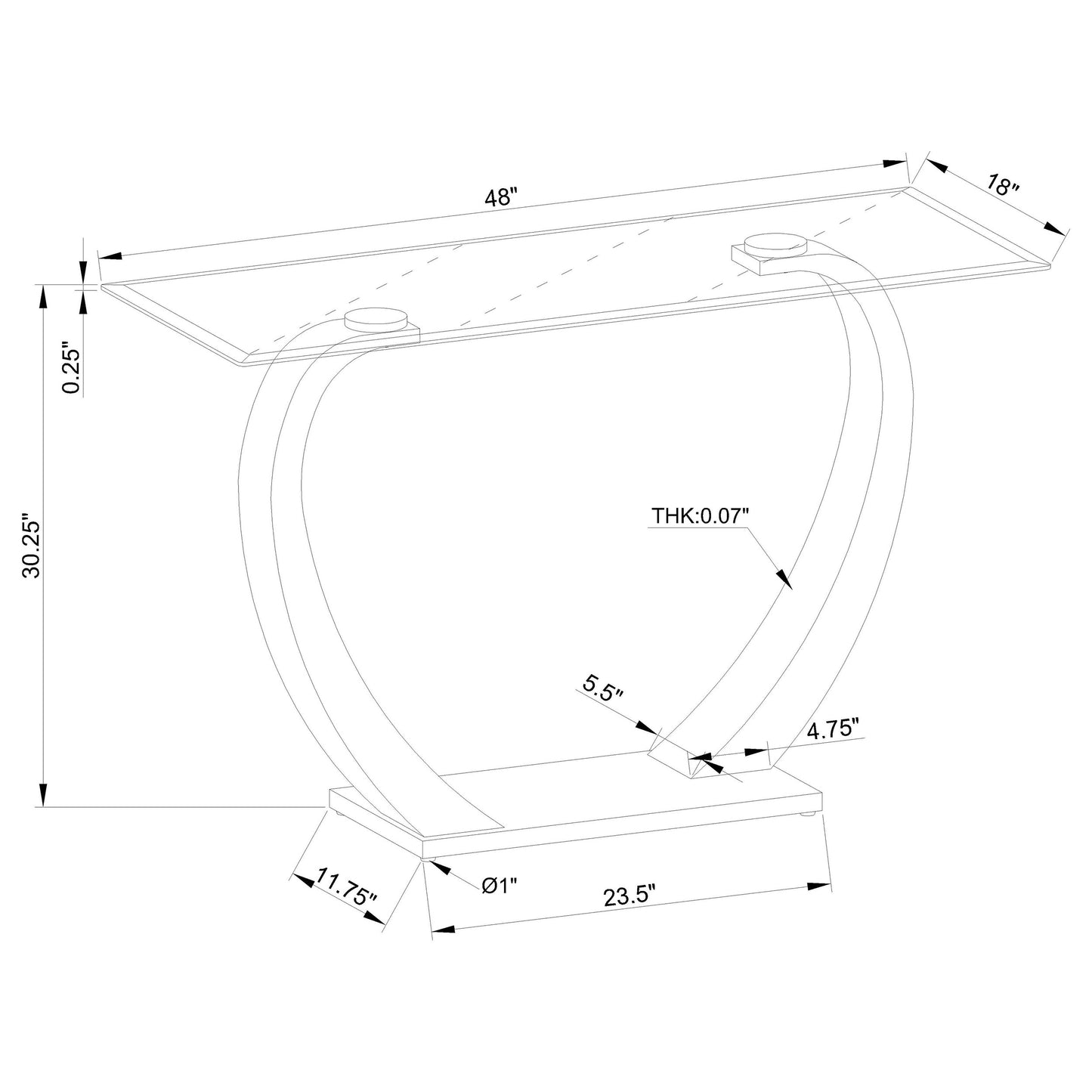 Aurelio Glass & Silver Modern Console Table
