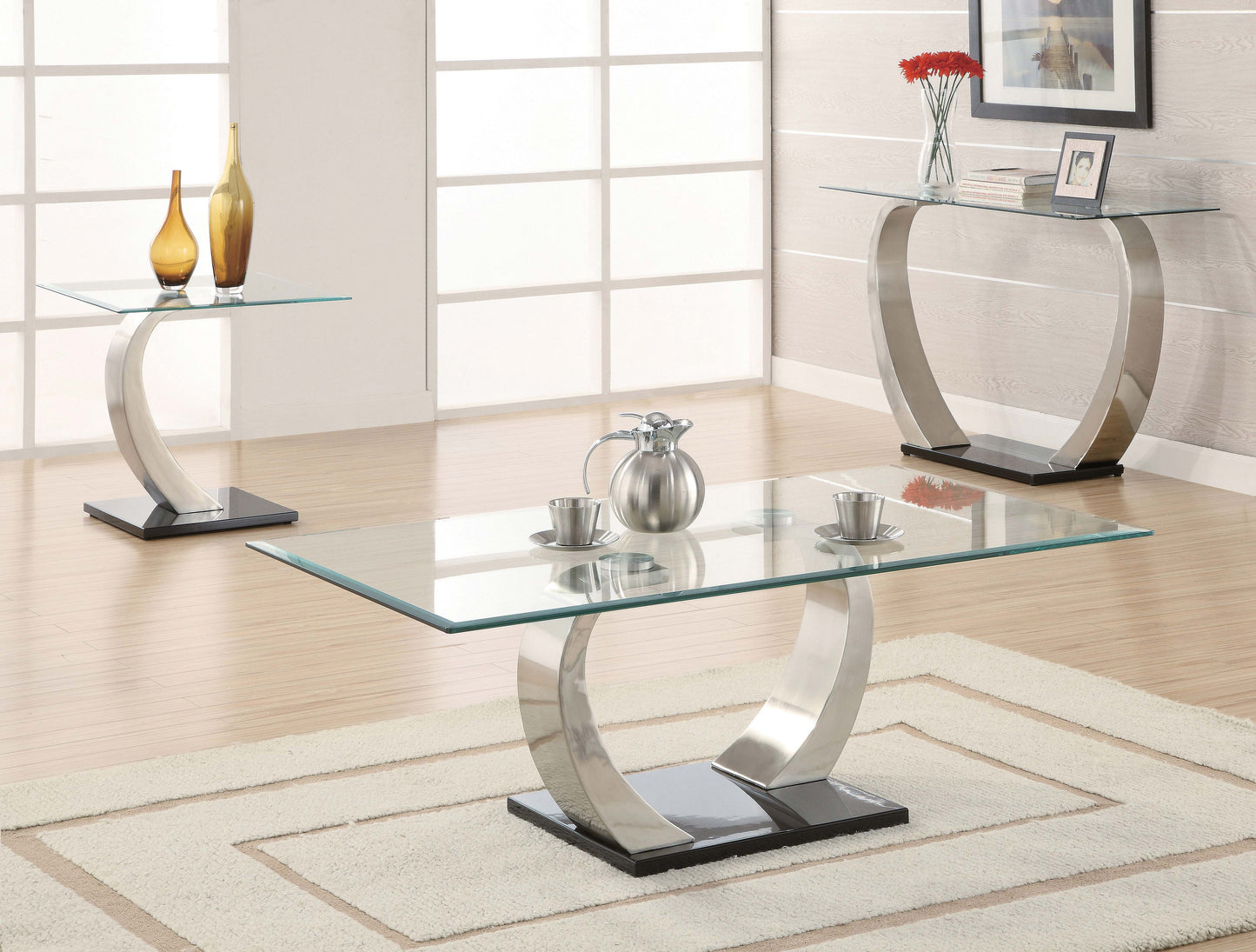 Aurelio Glass & Silver Modern Console Table