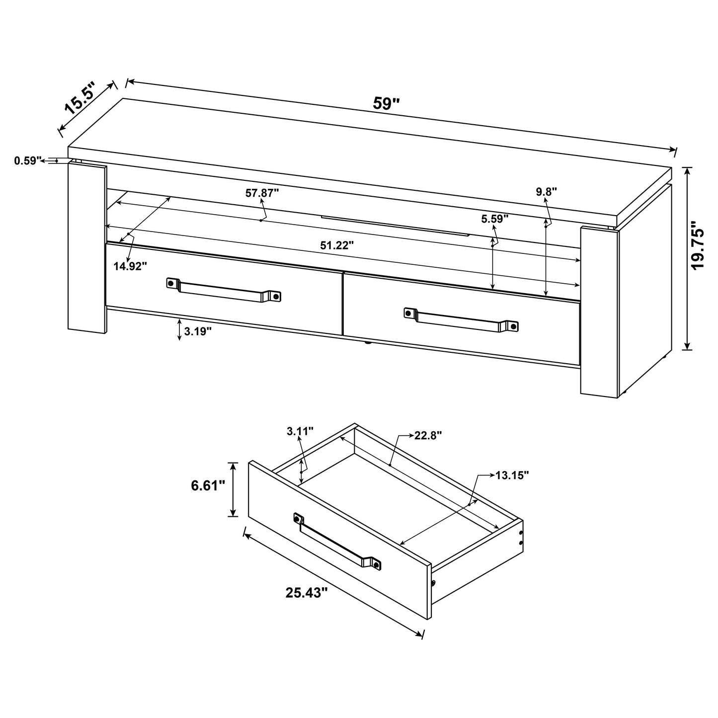 Bravon Rustic Mango Media Console 59'