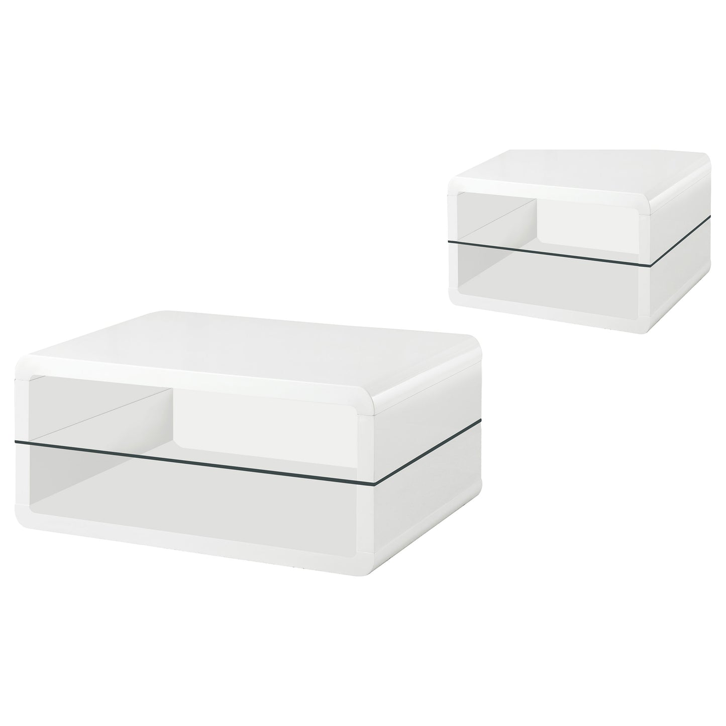 Elana Modern 2-Piece Coffee & End Table Set in White High Gloss