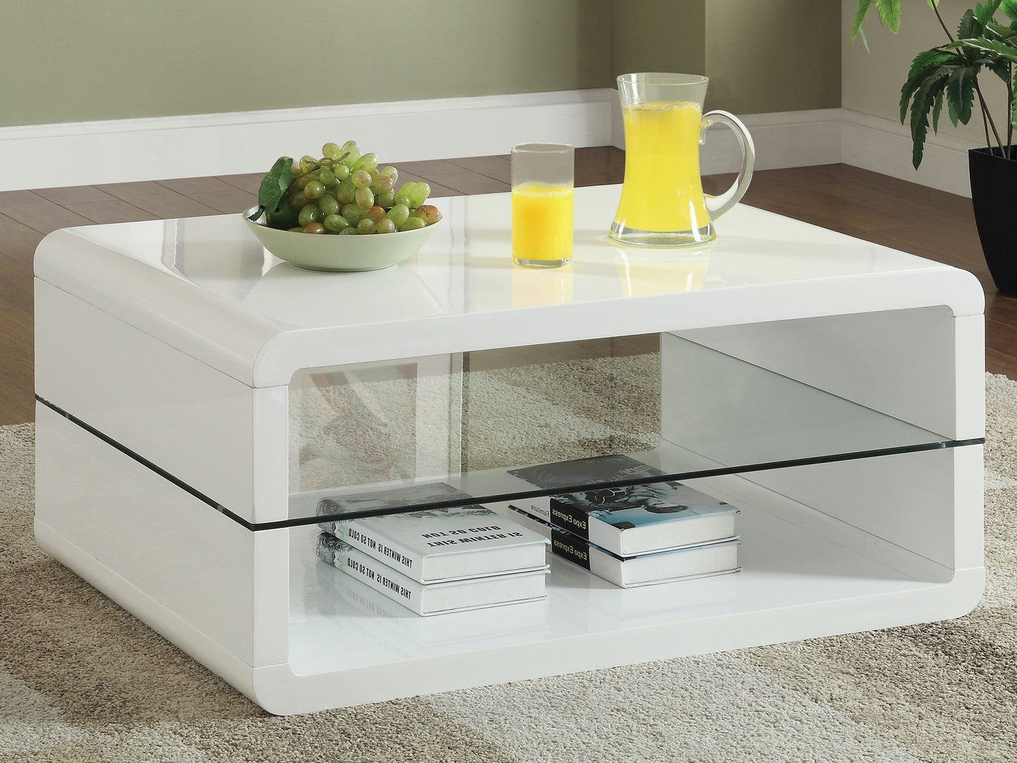 Elana High Gloss White Rectangular Coffee Table
