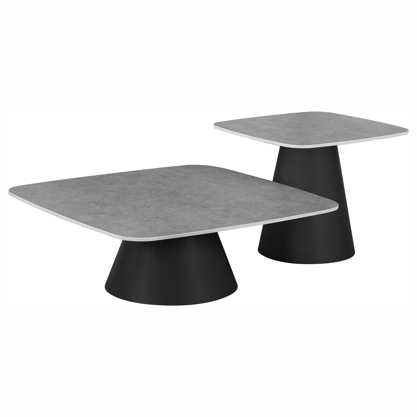 Eason Modern 2-Piece Coffee & Cocktail Table Set – Concrete & Black