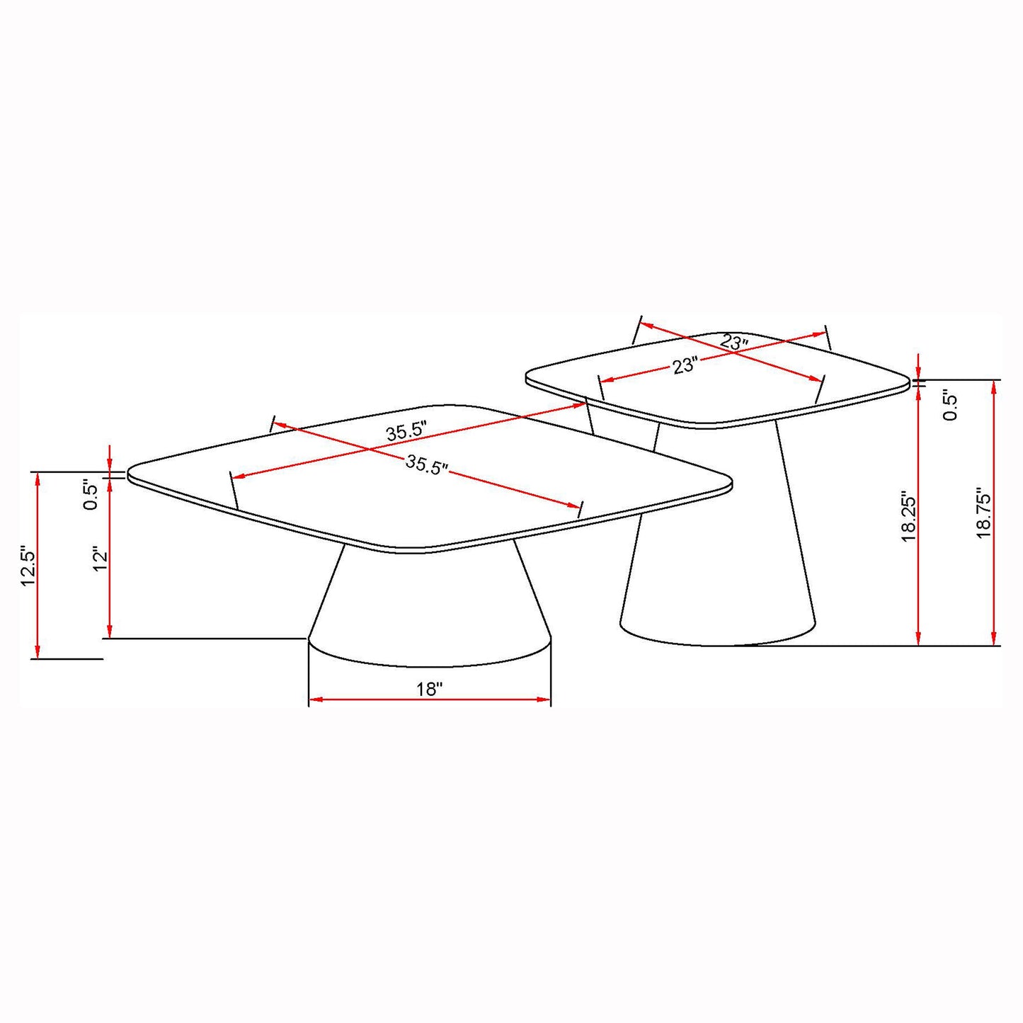 Eason Modern 2-Piece Coffee & Cocktail Table Set – Concrete & Black