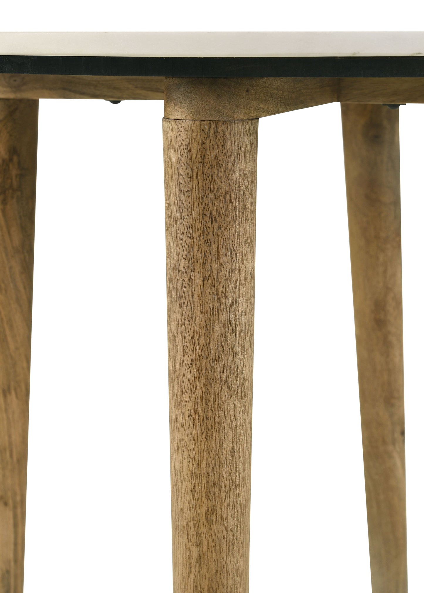 Aldis White Marble Round Coffee Table with Natural Wood Base