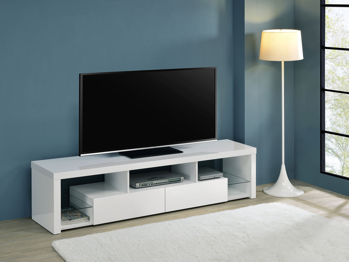 Velmora Gloss White Entertainment Console 71 inch