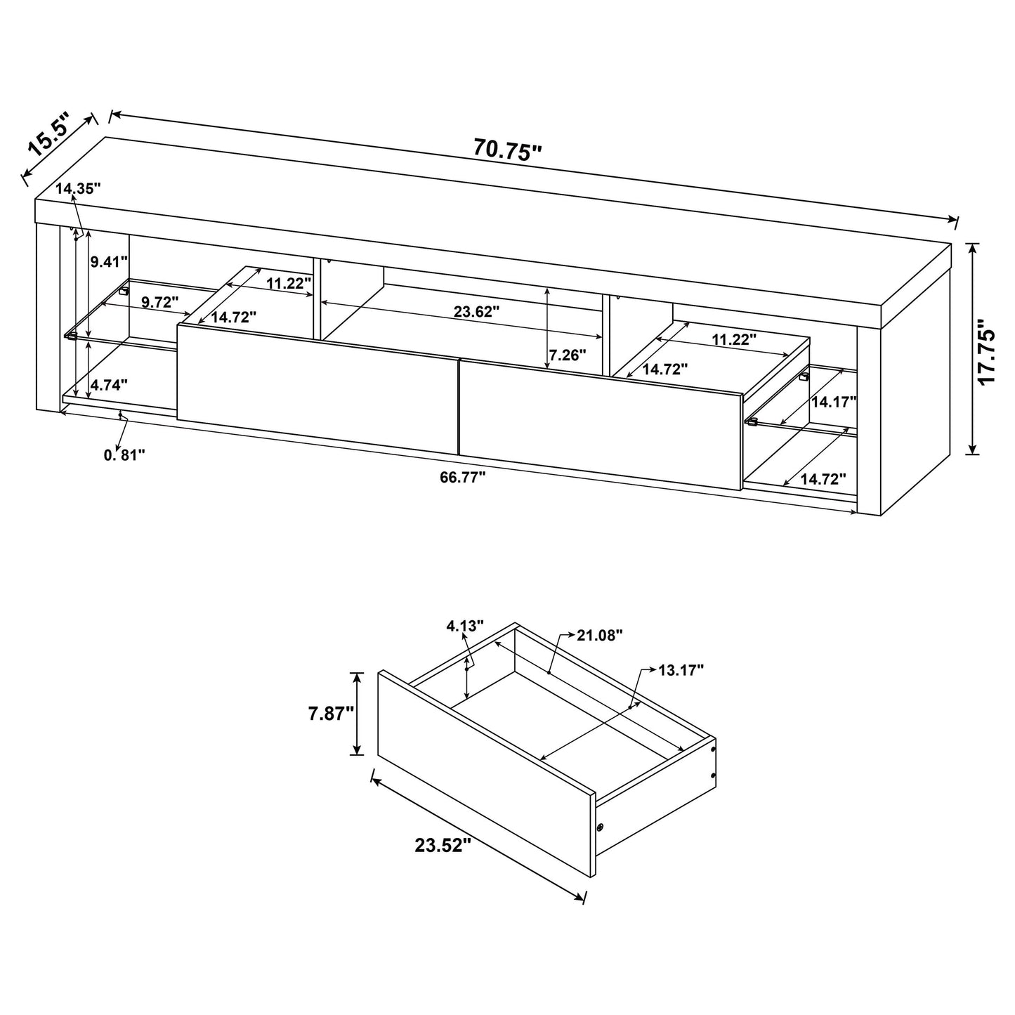 Velmora Gloss White Entertainment Console 71 inch