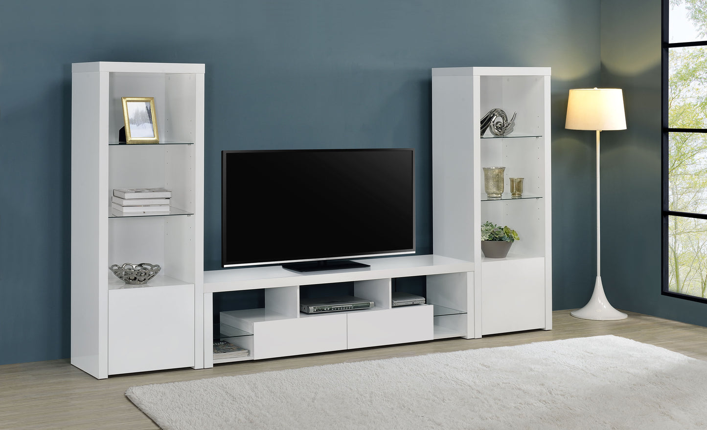 Velmora Gloss White Entertainment Console 71 inch