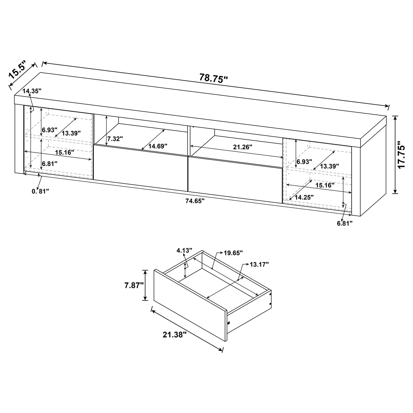 Liorra Low-Profile Media Console 79 inch