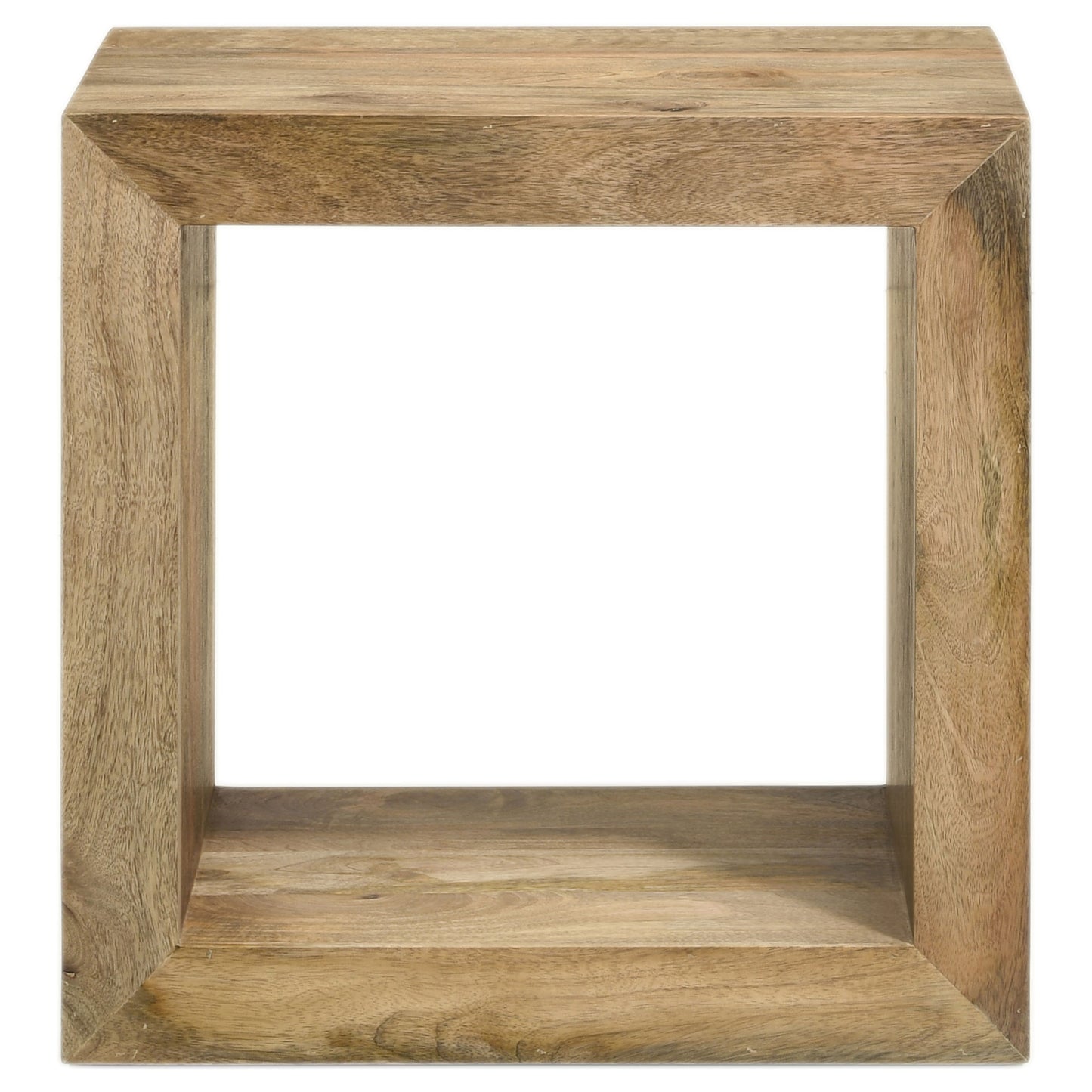 Brenwick Open Cube Solid Wood End Table Natural Mango Wood Finish