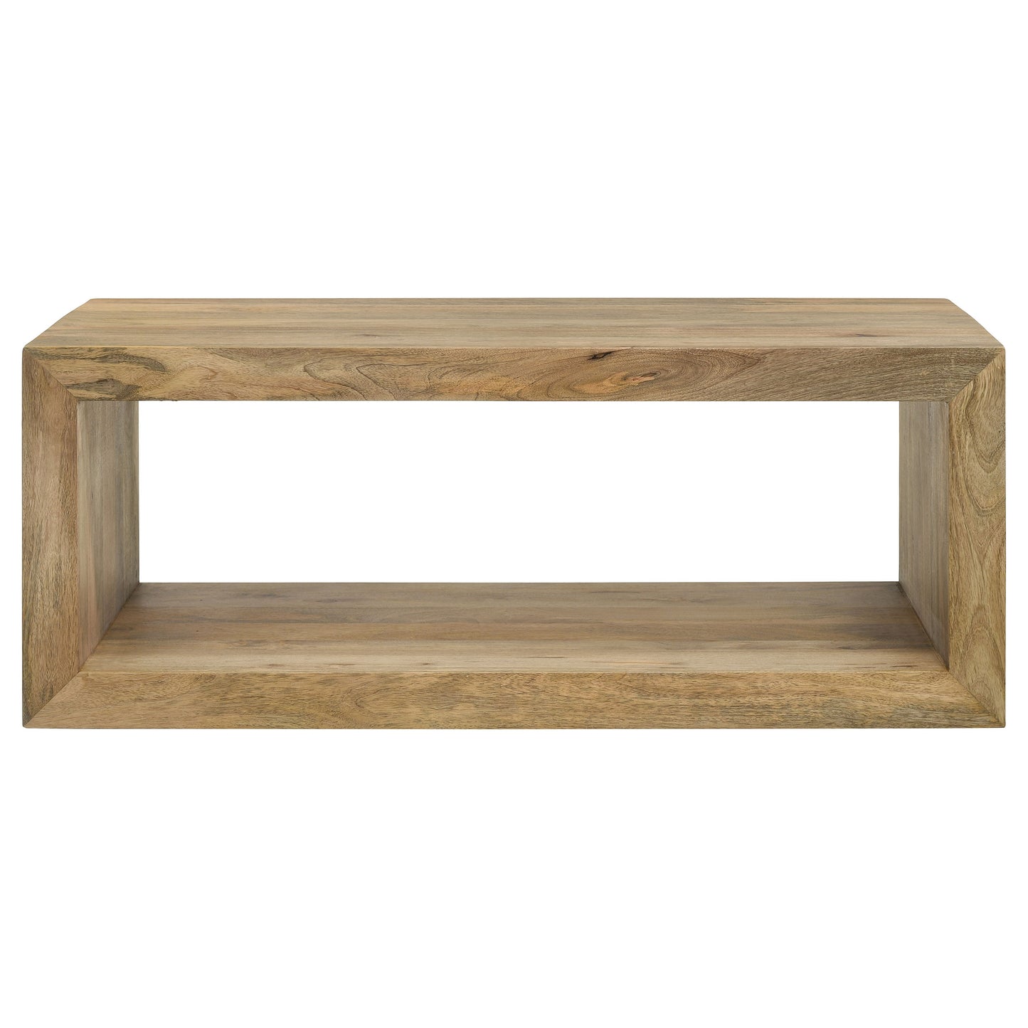 Brenwick Rectangular Mango Wood Coffee Table with Open Shelf Natural Finish