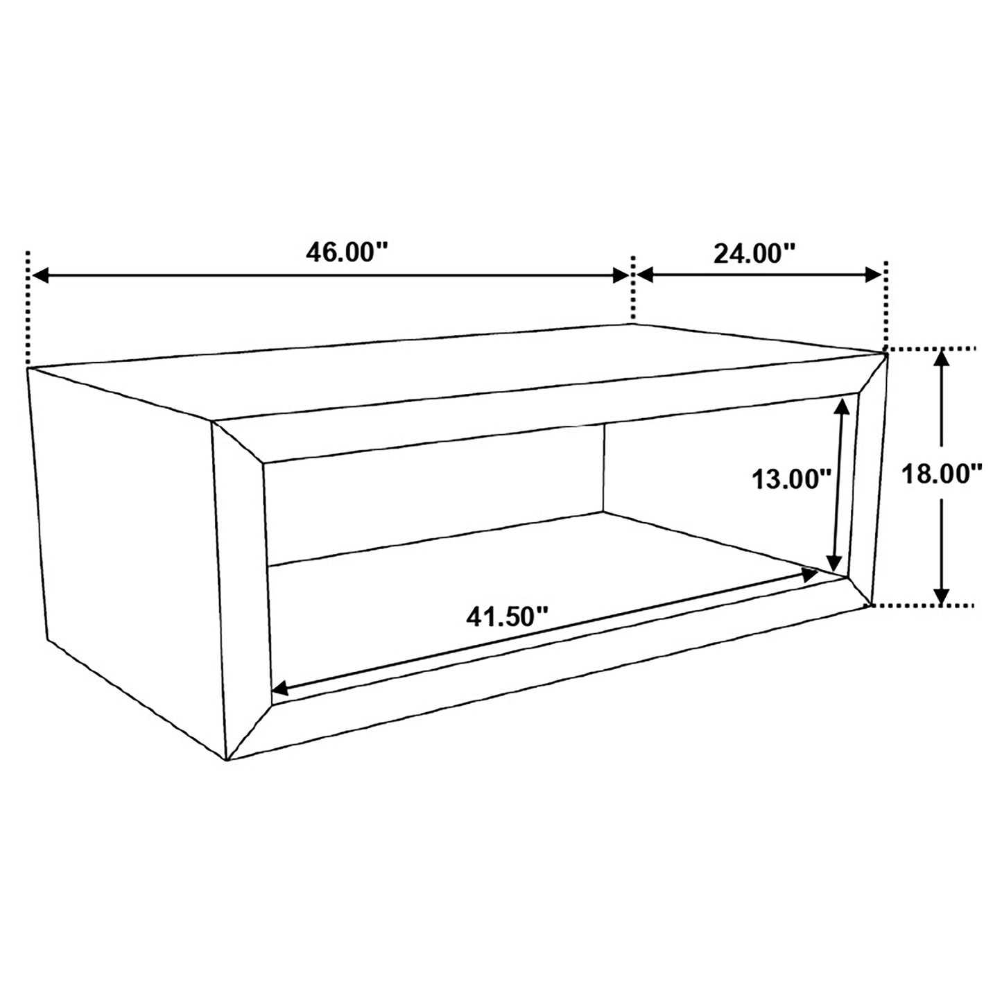 Brenwick Rectangular Mango Wood Coffee Table with Open Shelf Natural Finish