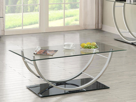 Danville Rectangular U-Shaped Glass Top Coffee Table – Chrome