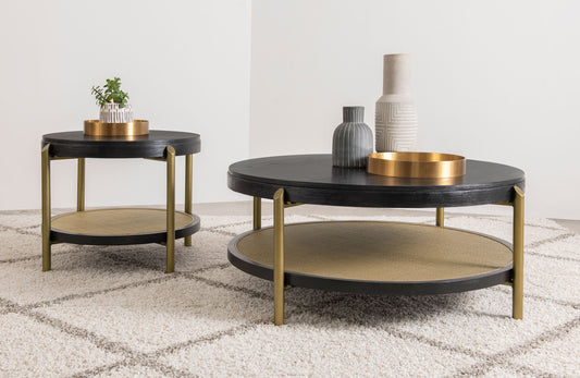 Arini 2-Piece Round Coffee & End Table Set – Black Finish